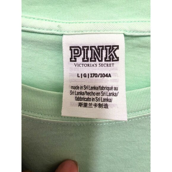 Victorias Secret Pink Mint Green Long-Sleeve Shirt With Pocket L - Picture 8 of 12